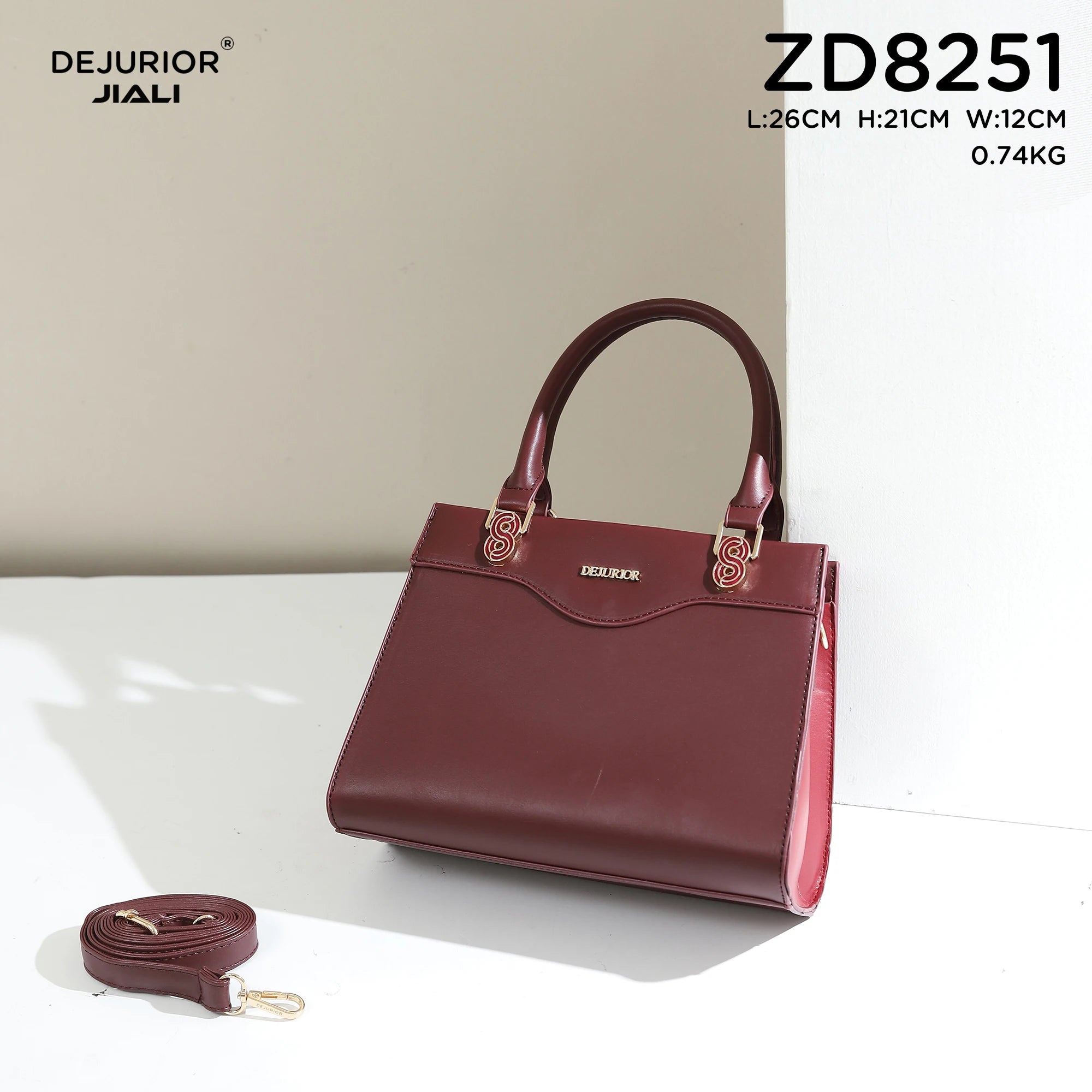 QAZA ZD8251 Women PU Leather Metal S-Buckle Tote Bag