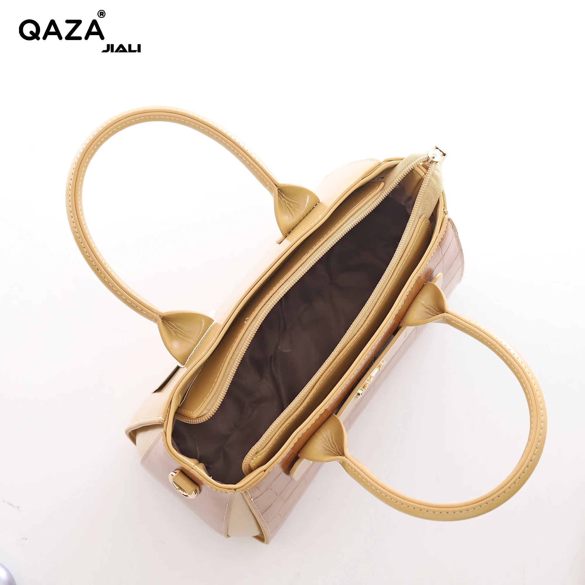 QAZA LD1535-1 Women PU Leather Crocodile Embossed Tote Bag Set