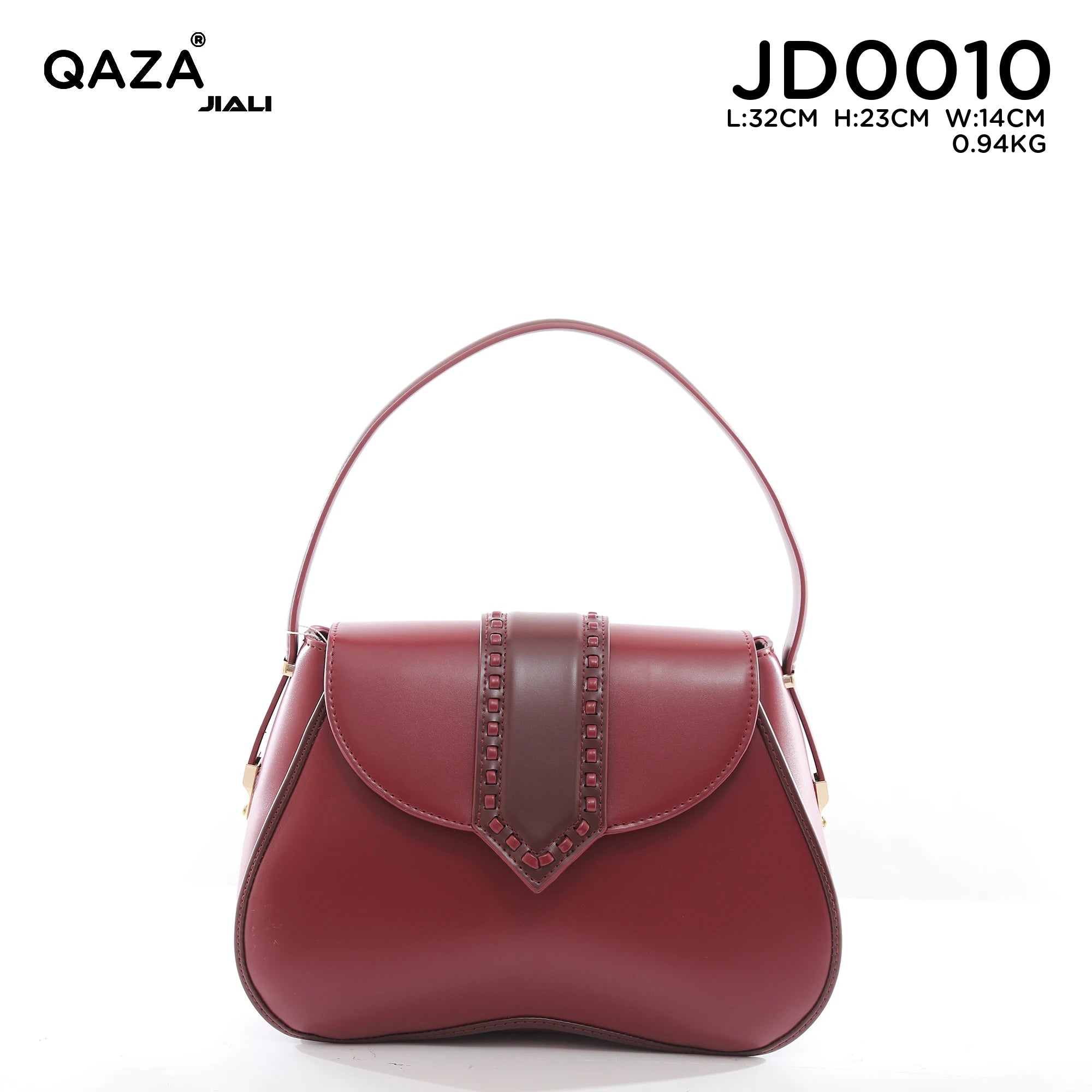 QAZA Women PU Leather Retro Rivet Flap Underarm Shoulder Handbag