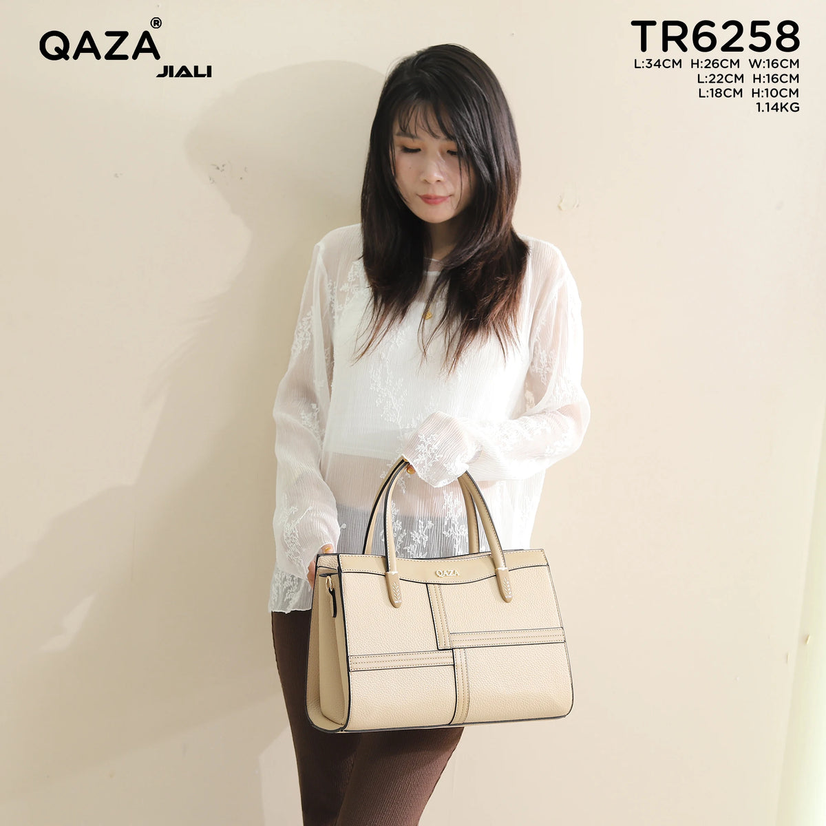 QAZA Women PU Leather Patchwork Color Block Tote Shoulder Handbag Set
