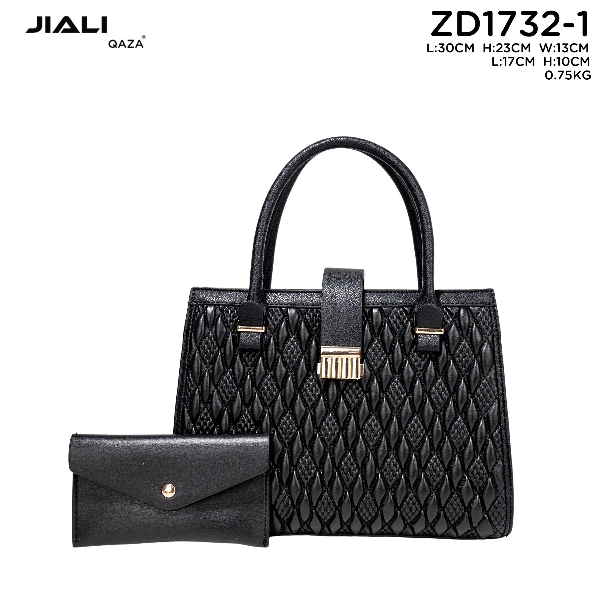QAZA ZD1732-1 Women PU Leather Lichee Pattern Crossbody Handbag
