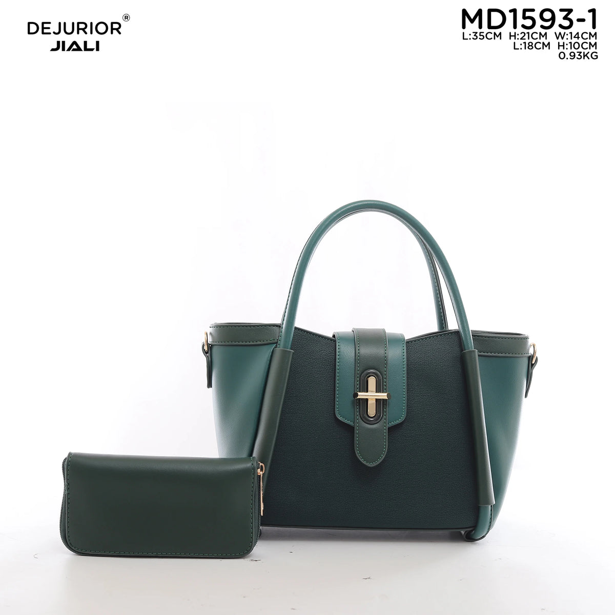 QAZA Women PU Leather Contrast Color 2-in-1 Tote Shoulder Handbag Set
