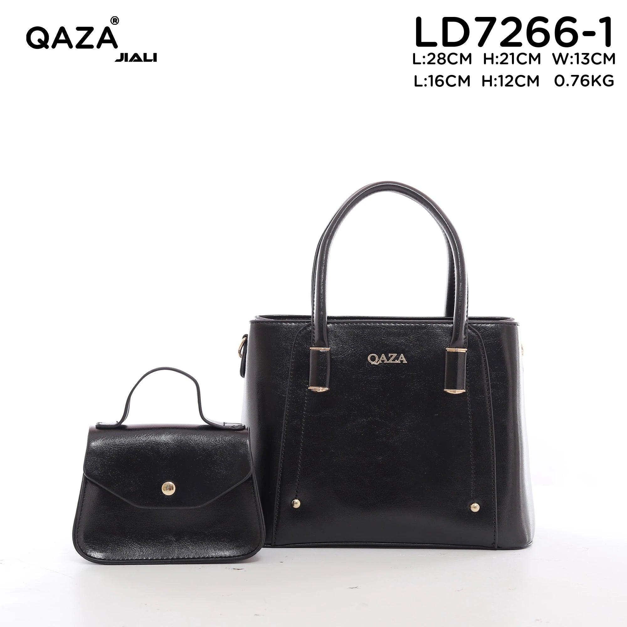 QAZA Women PU Leather Minimalist 3-in-1 Tote Shoulder Handbag Set