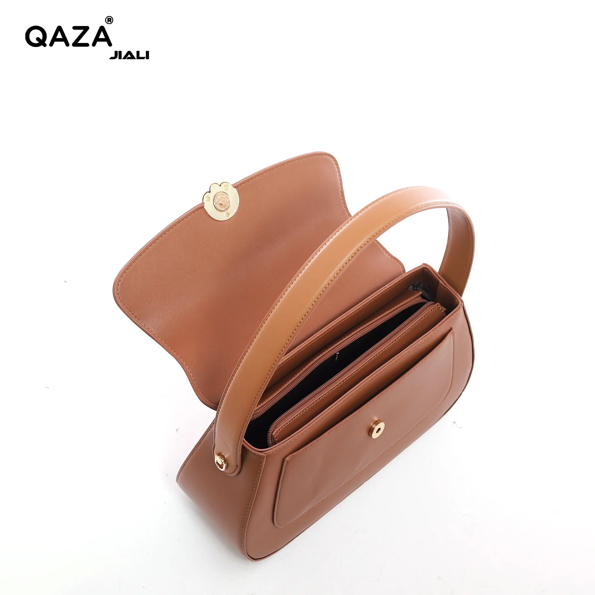 QAZA Women PU Leather Flap 2-in-1 Shoulder Bag Handbag Set