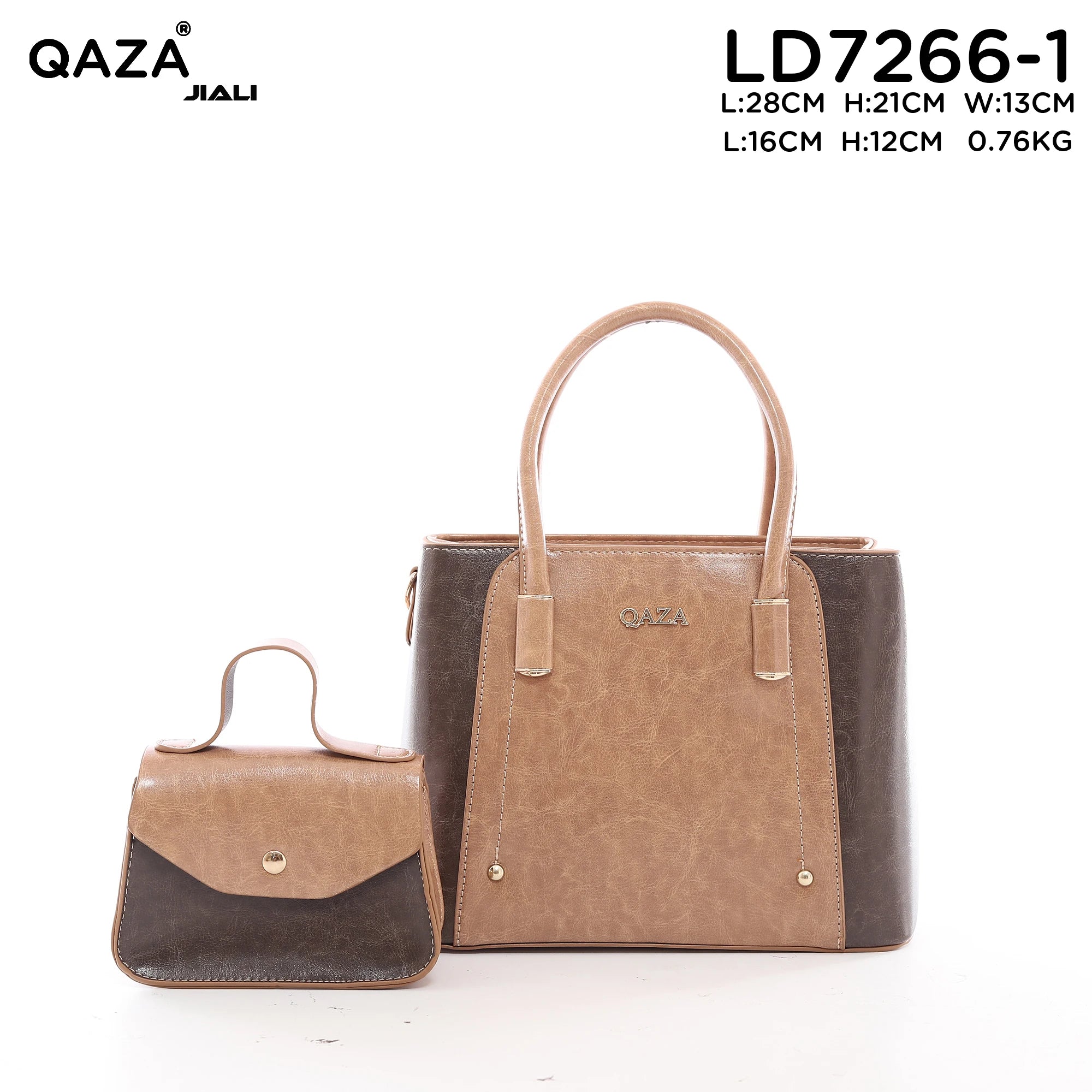 QAZA Women PU Leather Minimalist 3-in-1 Tote Shoulder Handbag Set