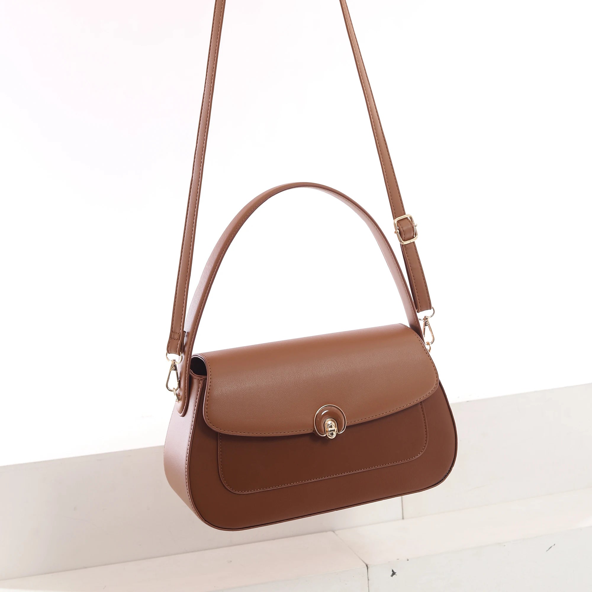 QAZA Women PU Leather Flap 2-in-1 Shoulder Bag Handbag Set