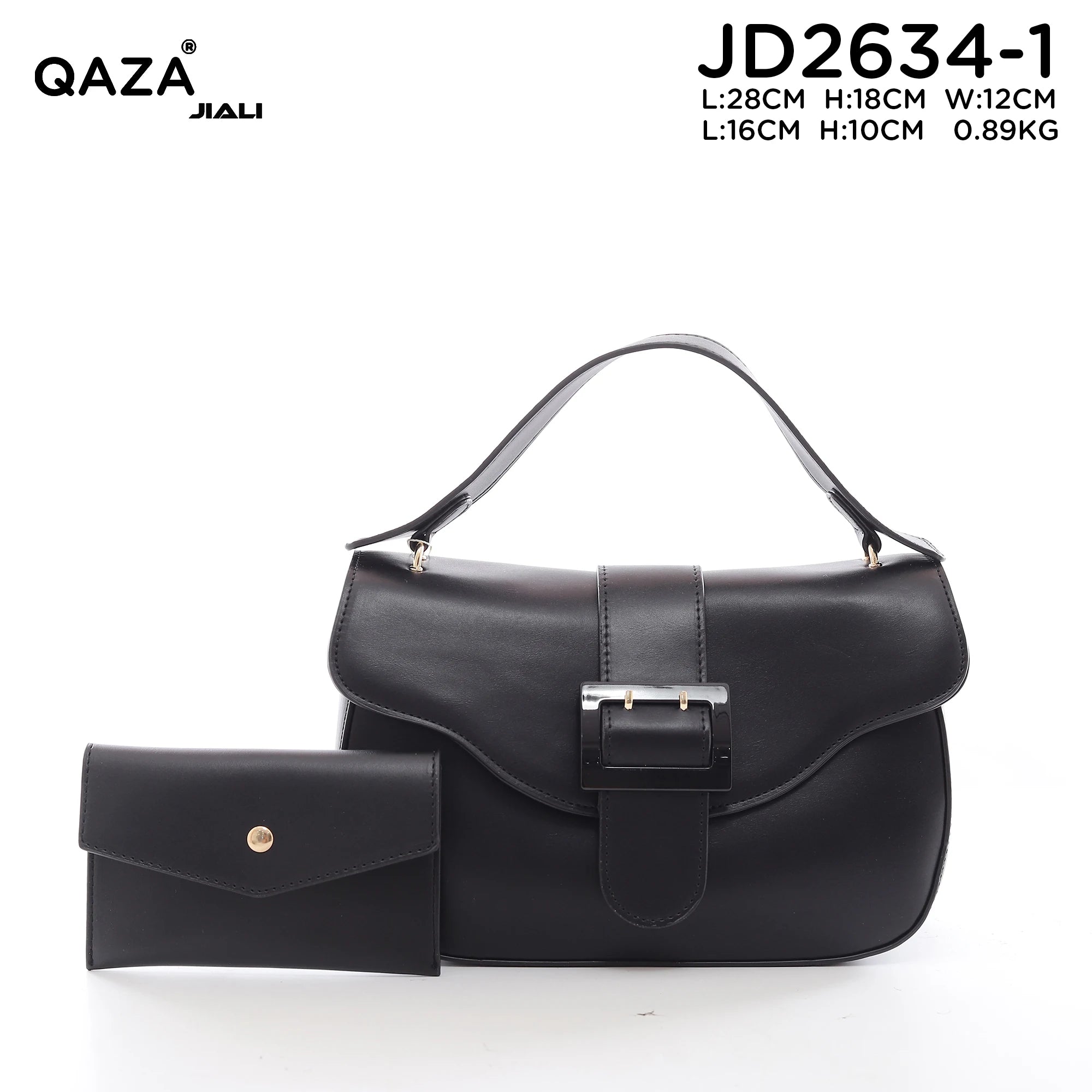 QAZA JD2634-1 Women PU Leather Contrast Color Half Moon Shoulder Bag Set