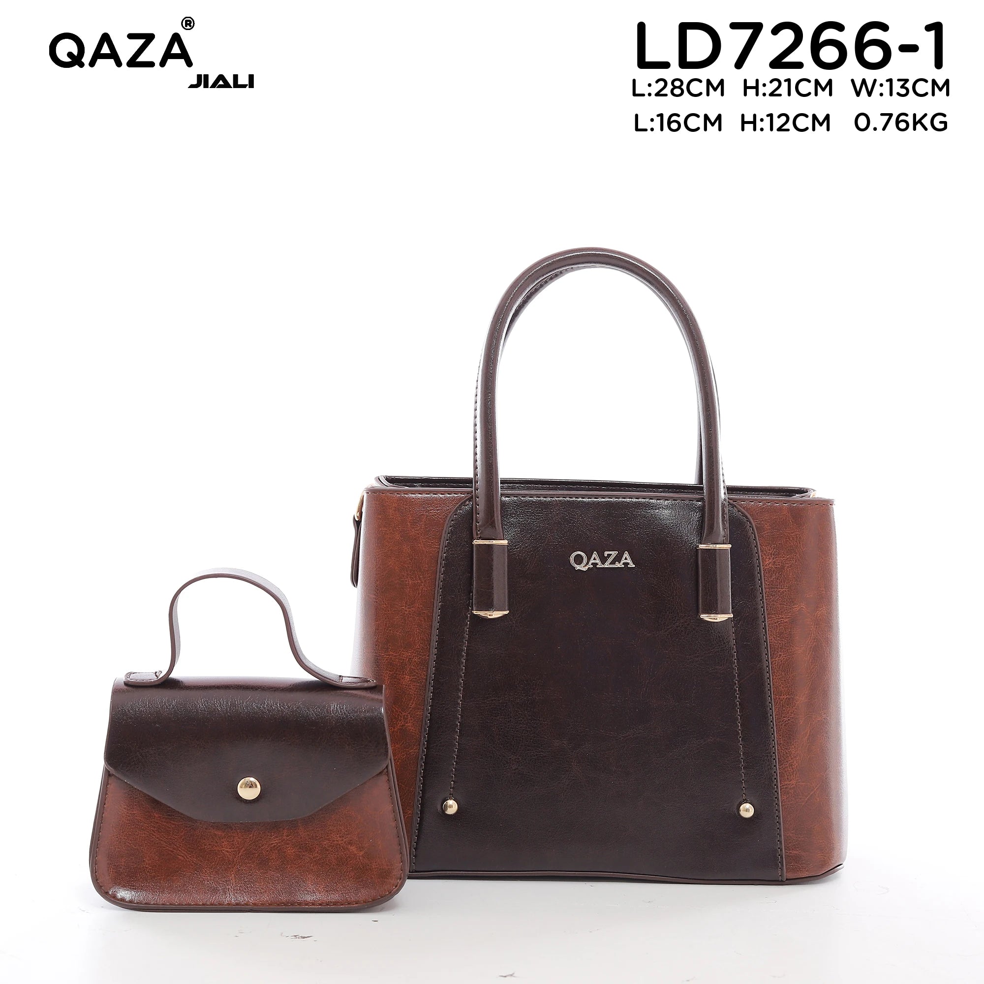 QAZA Women PU Leather Minimalist 3-in-1 Tote Shoulder Handbag Set