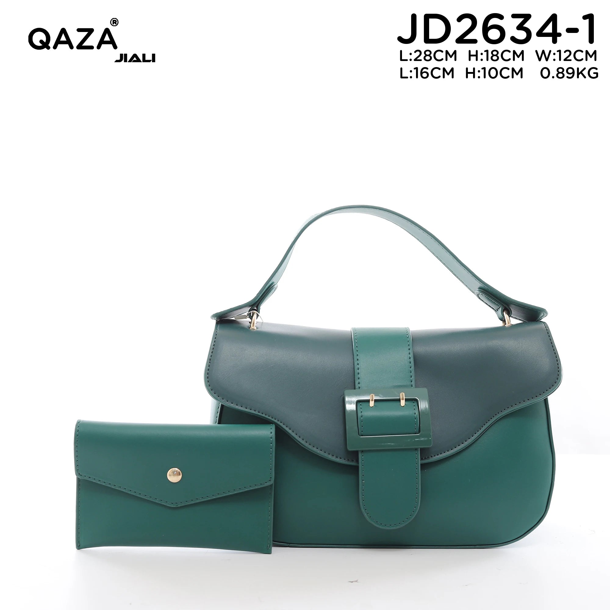 QAZA JD2634-1 Women PU Leather Contrast Color Half Moon Shoulder Bag Set
