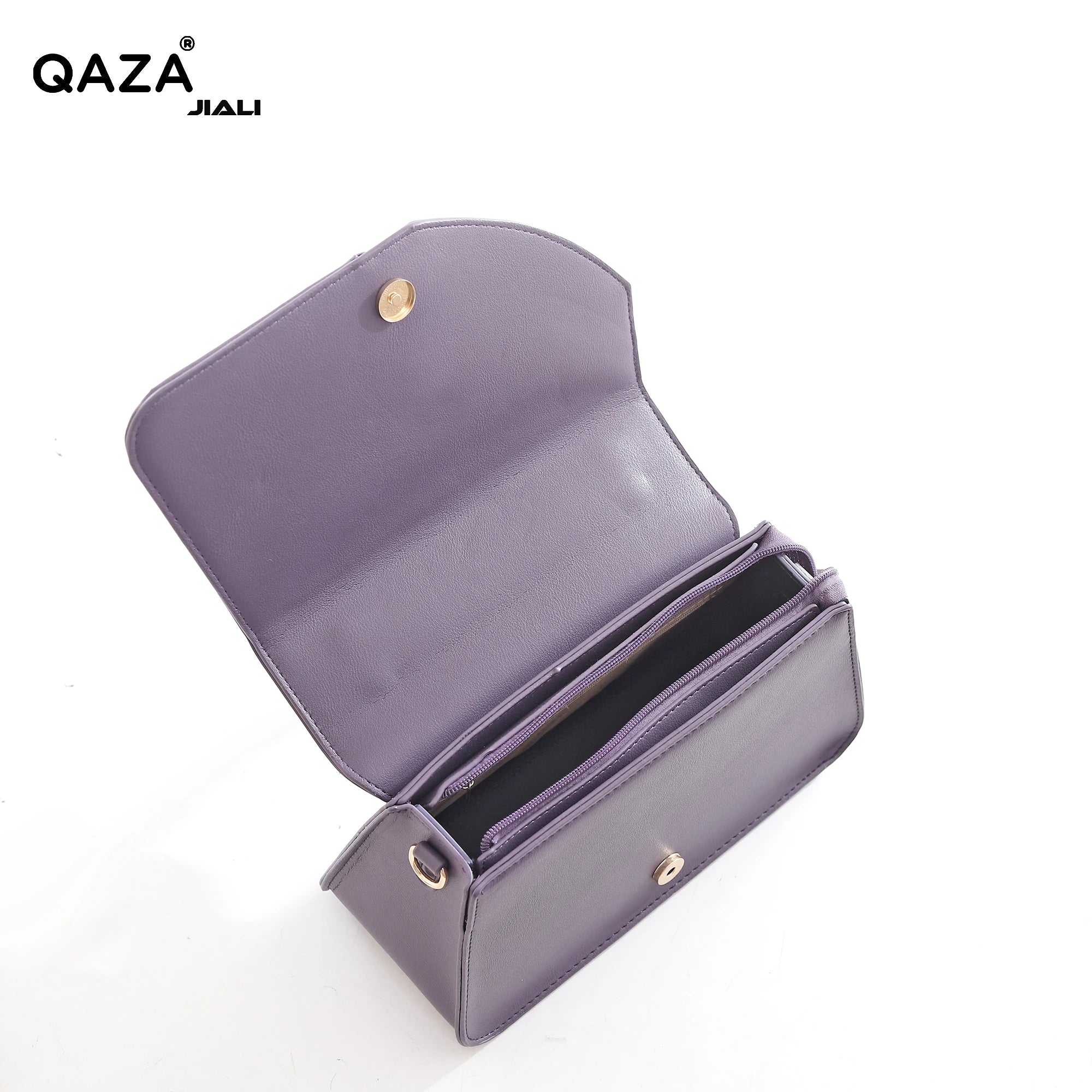 QAZA Women PU Leather Classic Solid Color 2-in-1 Shoulder Handbag Purse Set