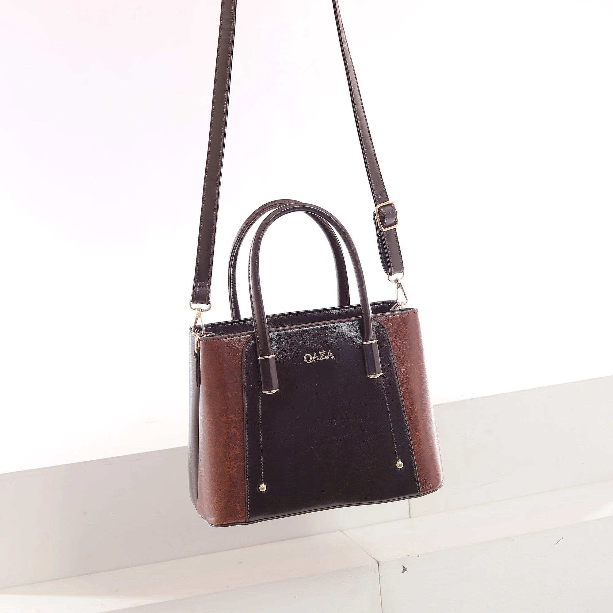 QAZA Women PU Leather Minimalist 3-in-1 Tote Shoulder Handbag Set