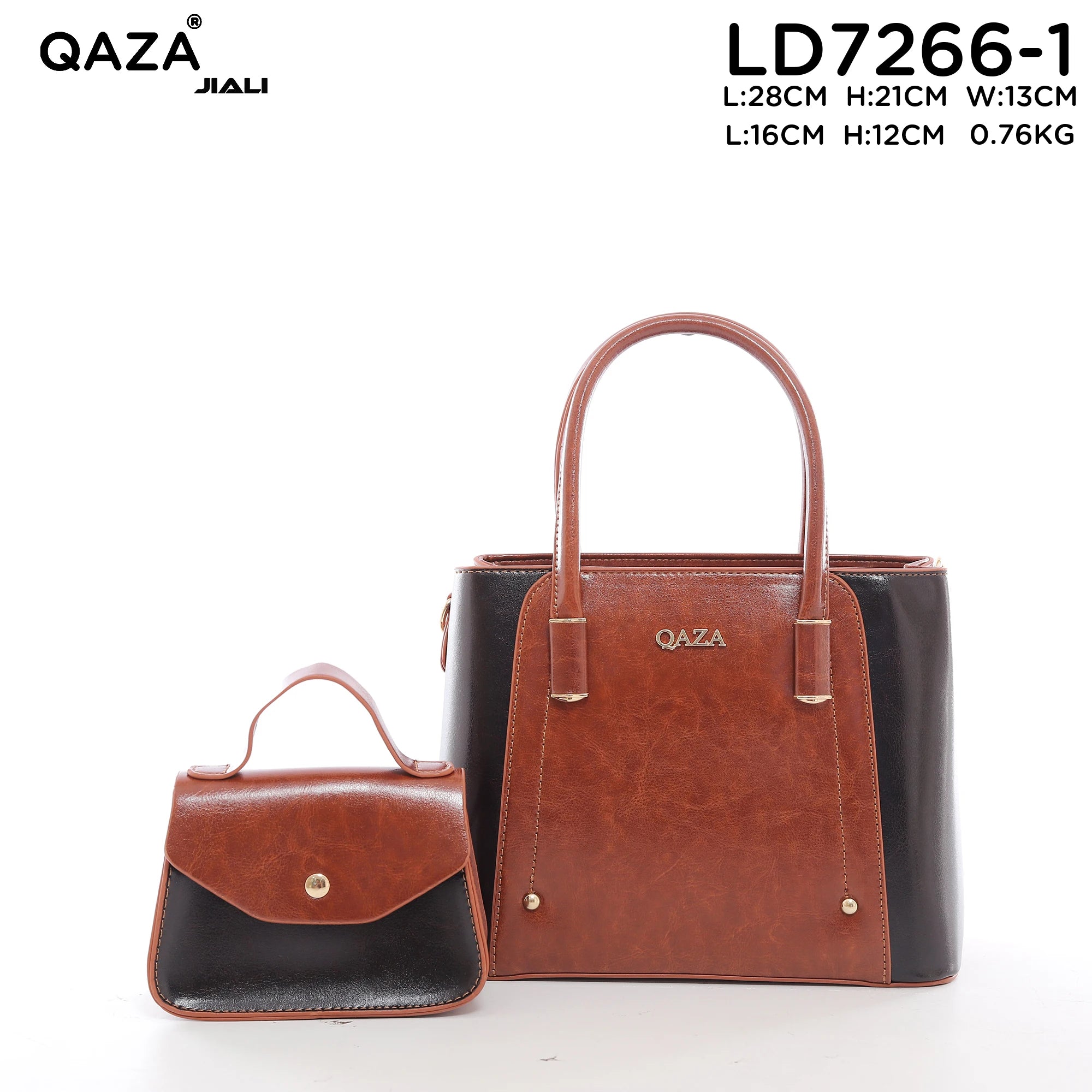 QAZA Women PU Leather Minimalist 3-in-1 Tote Shoulder Handbag Set