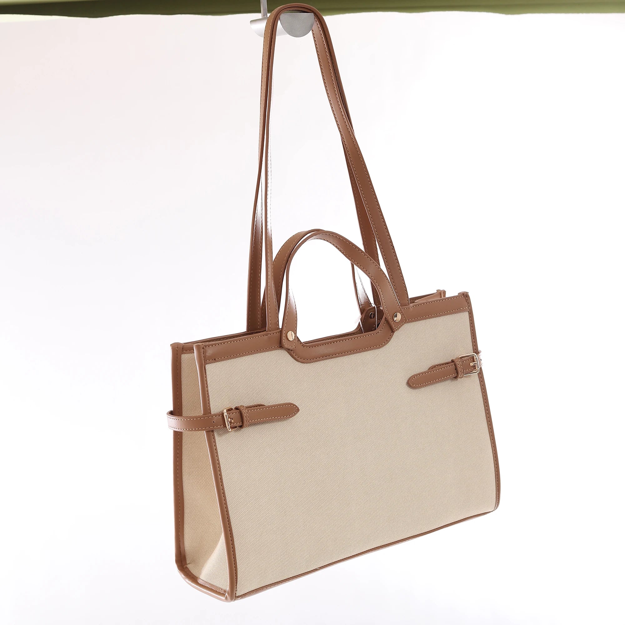 QAZA Women PU Leather 2-in-1 Quilted Tote Shoulder Handbag Set