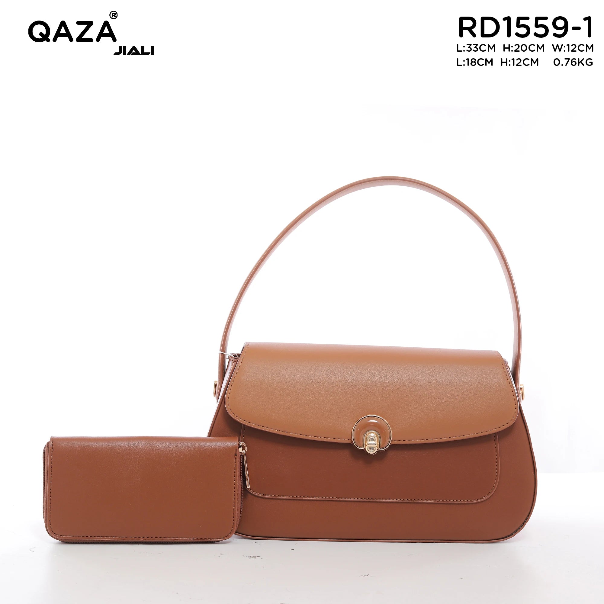 QAZA Women PU Leather Flap 2-in-1 Shoulder Bag Handbag Set