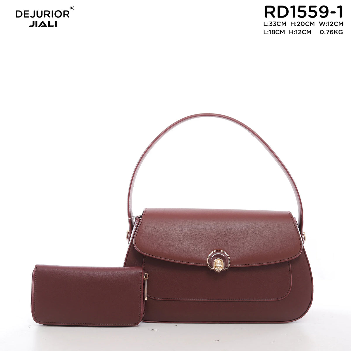 QAZA Women PU Leather Flap 2-in-1 Shoulder Bag Handbag Set