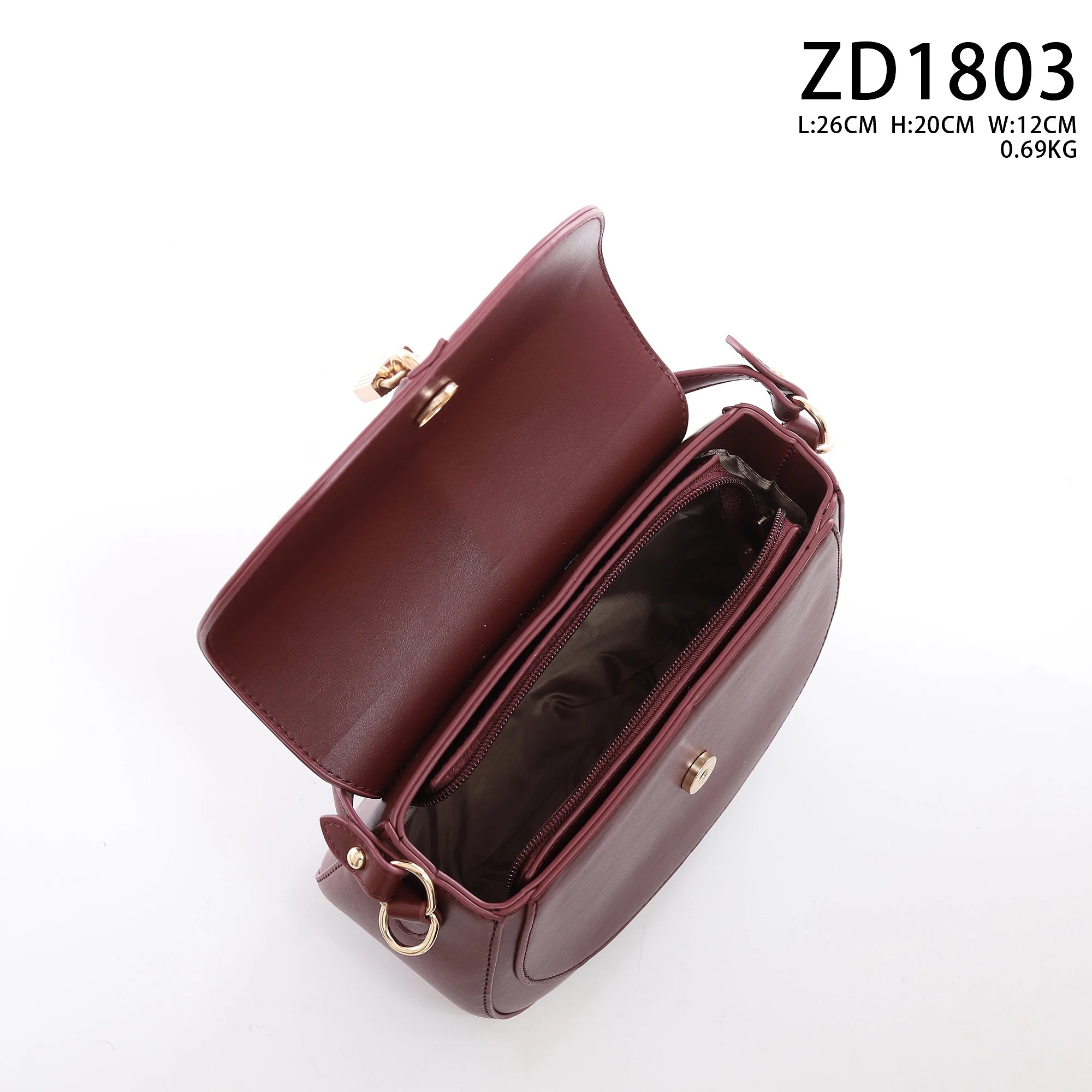 QAZA ZD1803 女士PU皮革锁扣单肩包