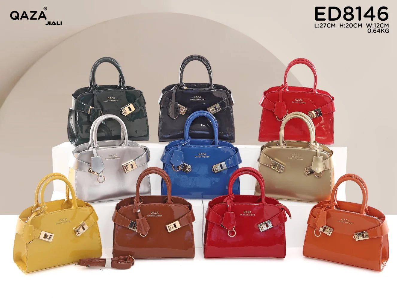 Wholesale Luxury Patent Leather Women Handbags Fashion Glossy PU Ladies Belted Shoulder Bag Trendy Shiny Tote Bags