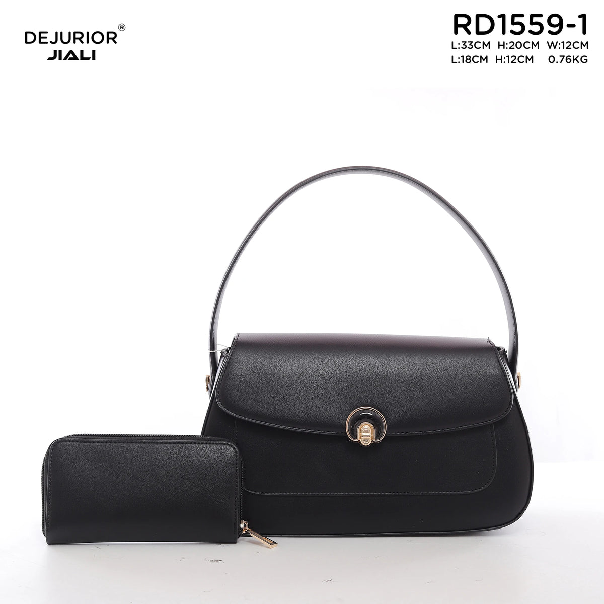 QAZA Women PU Leather Flap 2-in-1 Shoulder Bag Handbag Set