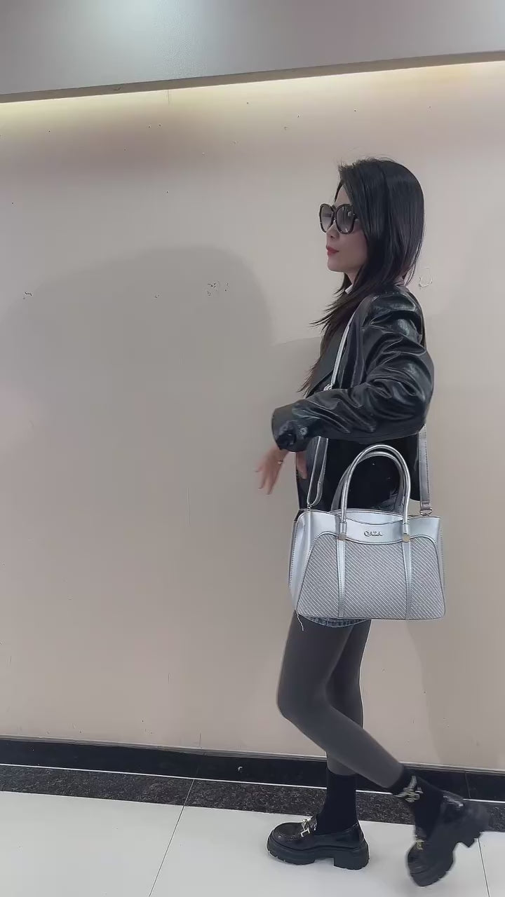QAZA Women PU Leather Waterproof Large Capacity Flap Tote Shoulder Handbag