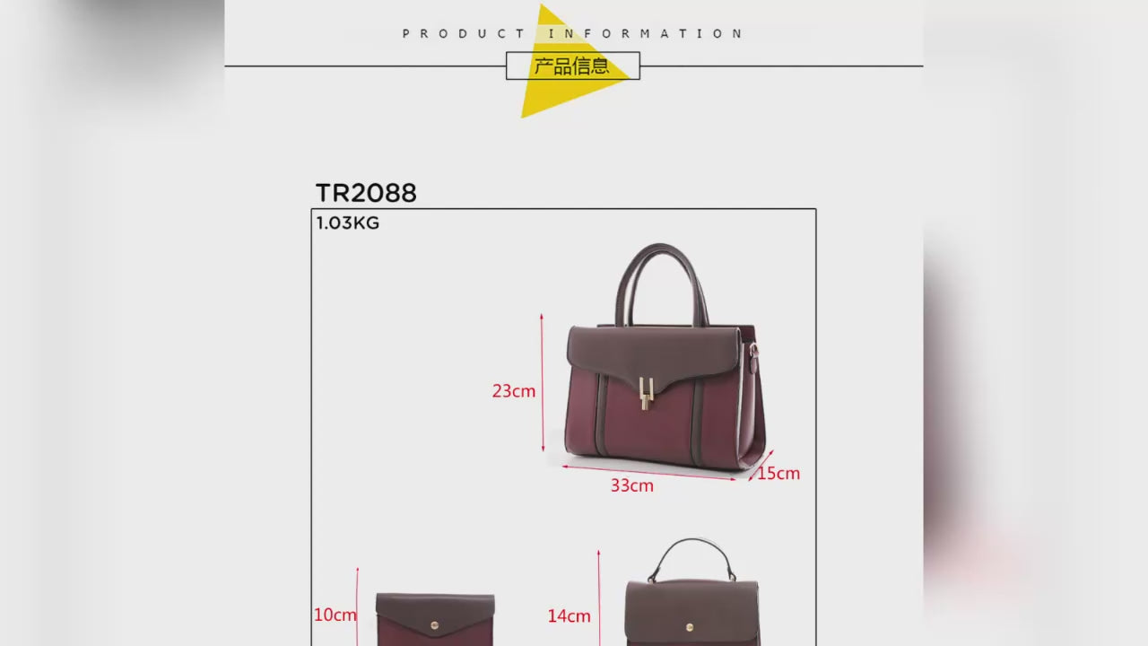 QAZA TR2088 Women PU Leather Crocodile Pattern Tote Bag Set