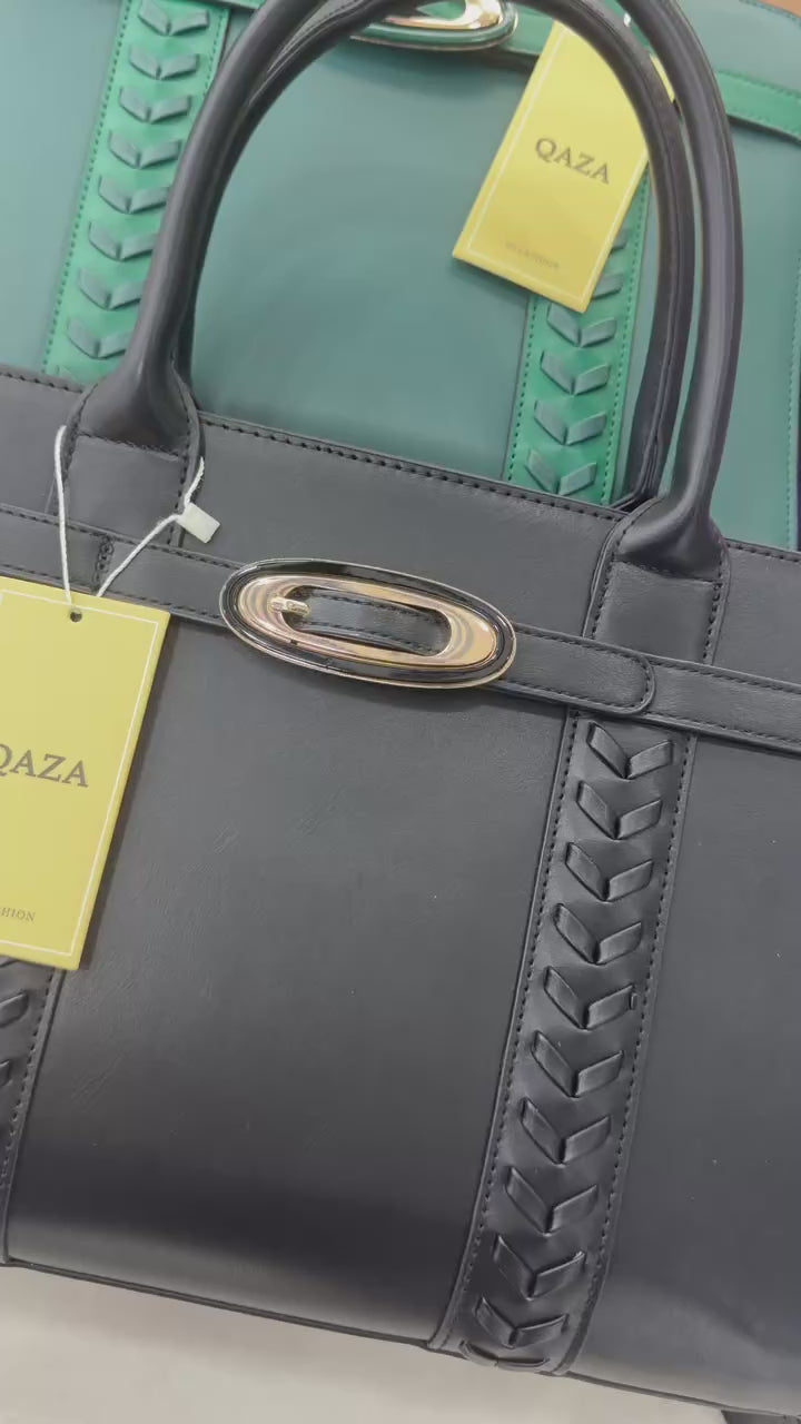 QAZA Women PU Leather 3-in-1 Large Capacity Tote Shoulder Handbag Set