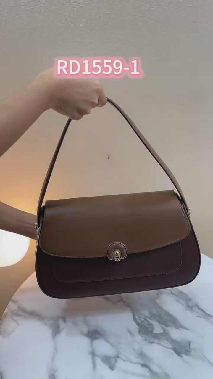 QAZA Women PU Leather Flap 2-in-1 Shoulder Bag Handbag Set