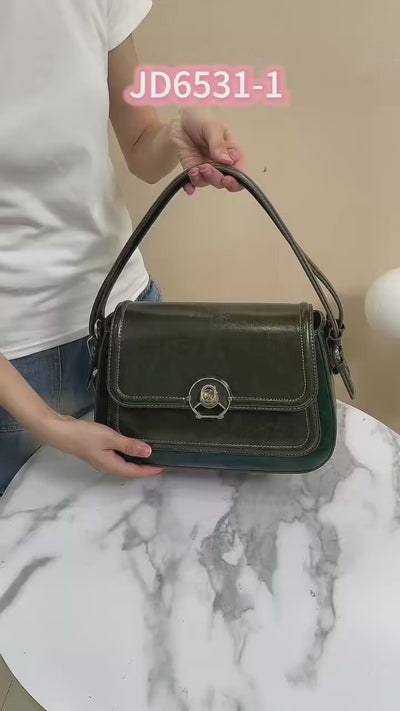 QAZA JD6531-1 Women PU Leather Vintage Tote Shoulder Bag