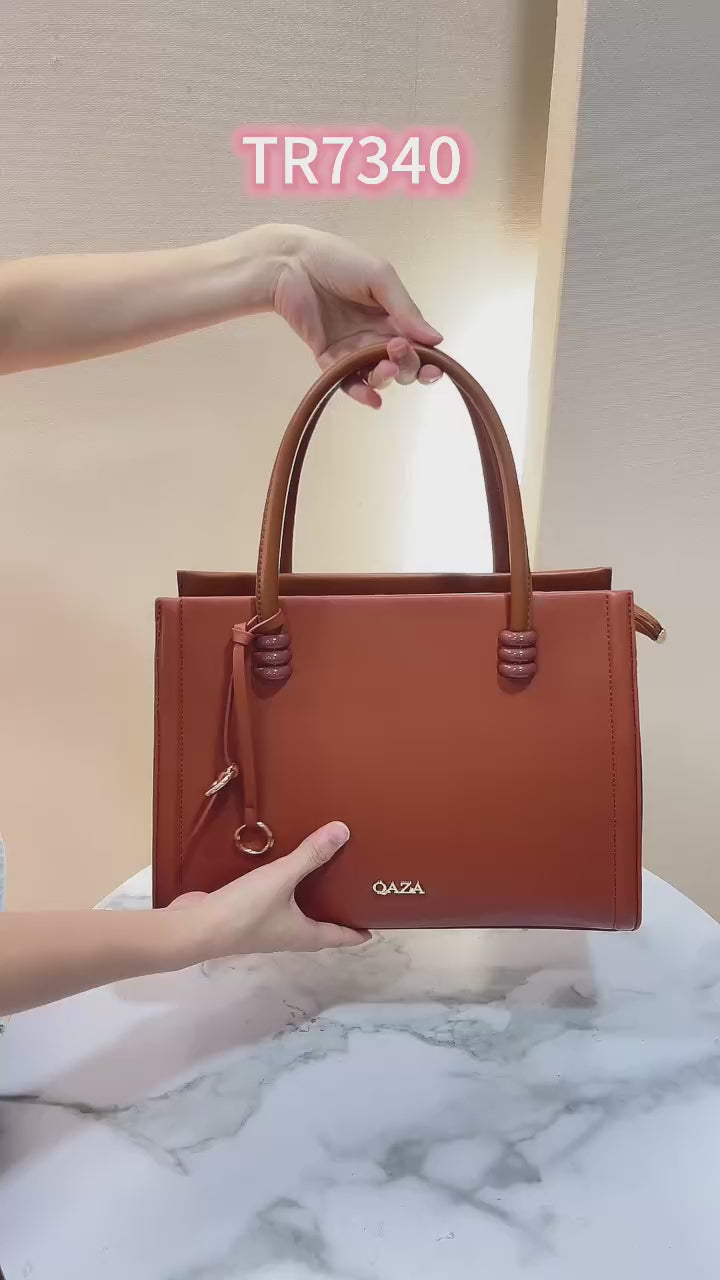 QAZA Women PU Leather 3-in-1 Tote Handbag Set
