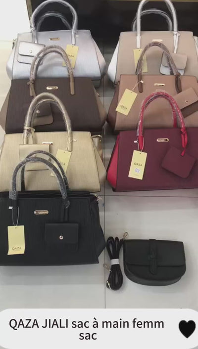 QAZA TR0261 Women PU Leather Crocodile Pattern Tote Bag Set