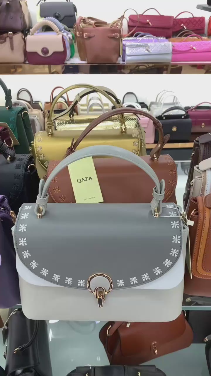 QAZA ZD3197-1 Women PU Leather Embroidery Tote Bag Set