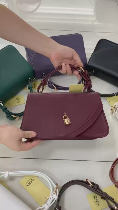QAZA Women PU Leather Classic Solid Color 2-in-1 Shoulder Handbag Purse Set