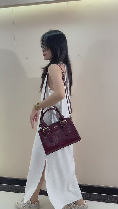 QAZA ED1891-1 Women PU Leather Quilted Tote Handbag Set