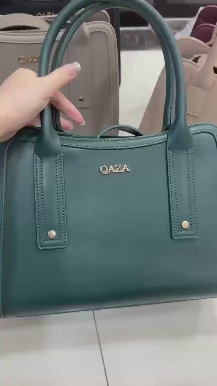 QAZA Women PU Leather Large Capacity Multi-Compartment Shoulder Handbag