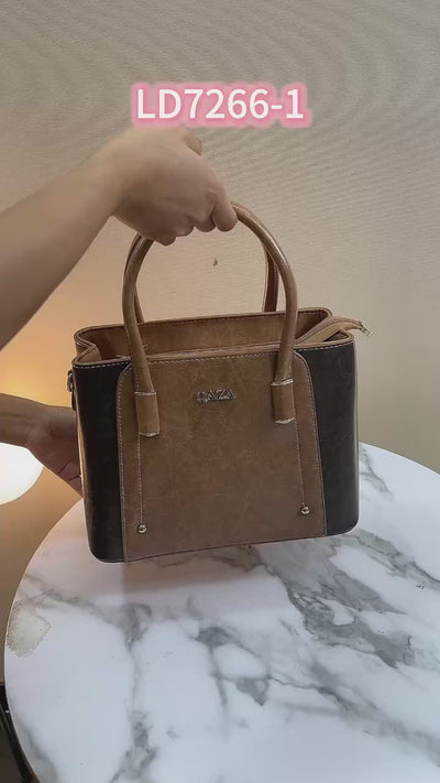 QAZA Women PU Leather 3-in-1 Triple Compartment Tote Handbag Set