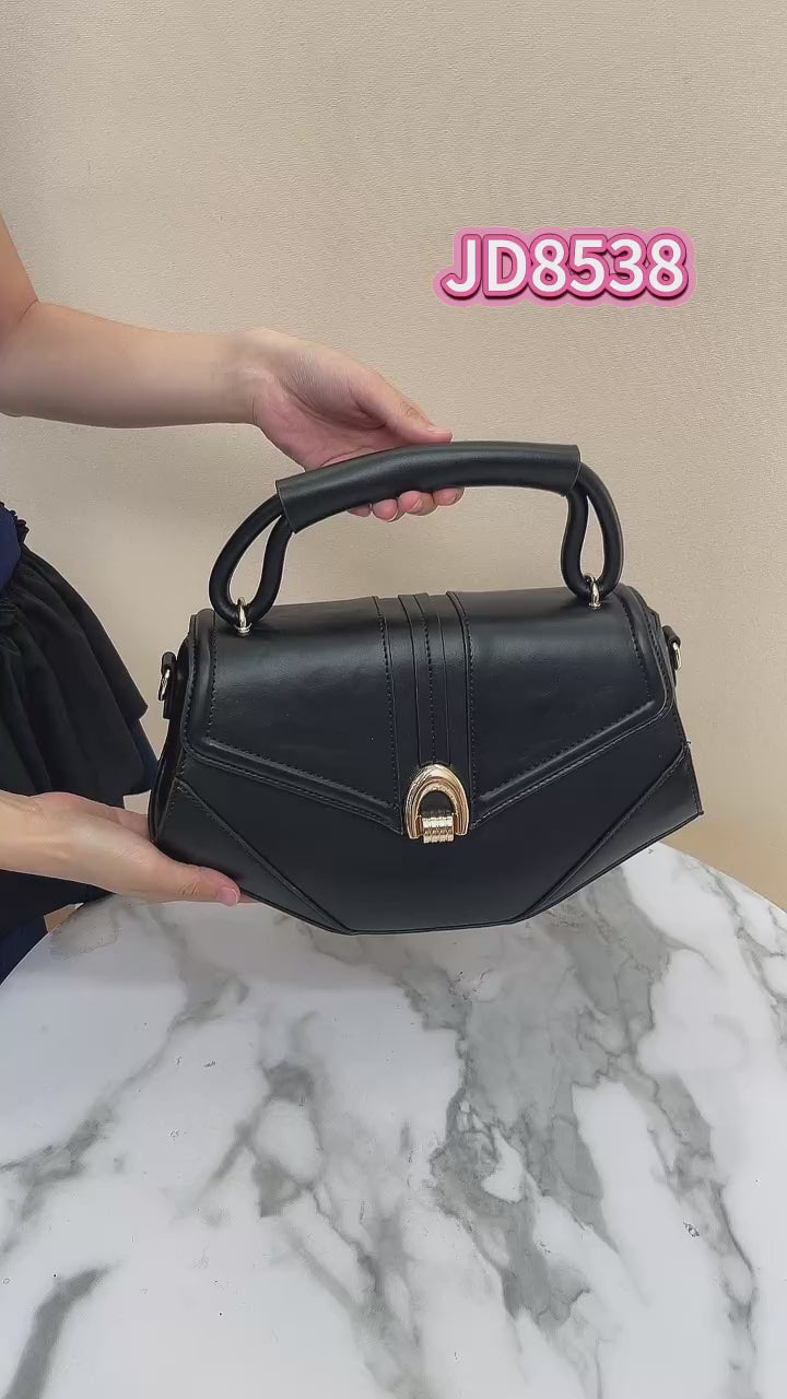 QAZA JD8538 Women PU Leather Saffiano Top Handle Crossbody Bag