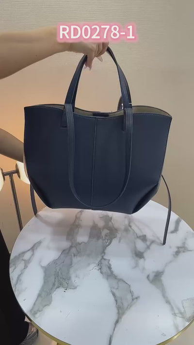 QAZA Women PU Leather Vintage Large Capacity Shoulder Tote Handbag