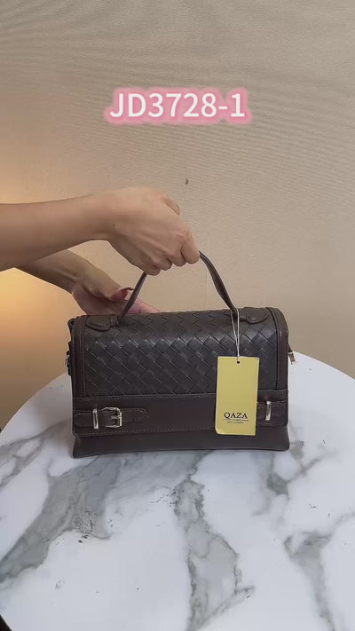 QAZA JD3728-1 Women PU Leather Weave Bow Tote Bag Set