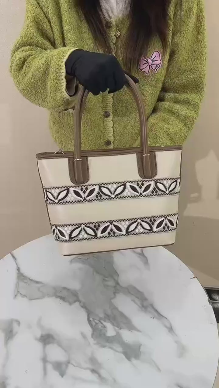 QAZA Women PU Leather Waterproof Large Capacity Zipper Tote Handbag