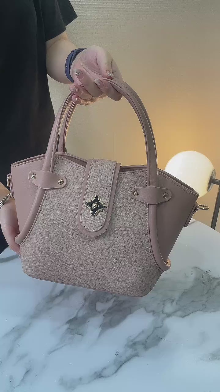 QAZA MD3233 Women PU Leather Bucket Handbag Set