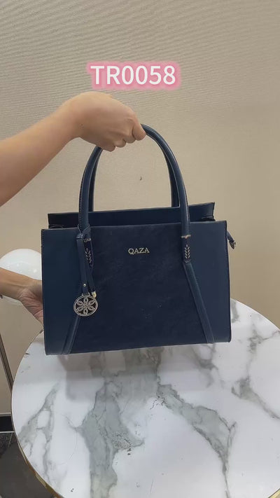 QAZA Women PU Leather Multi-Color Tote Crossbody Purse Wallet Set