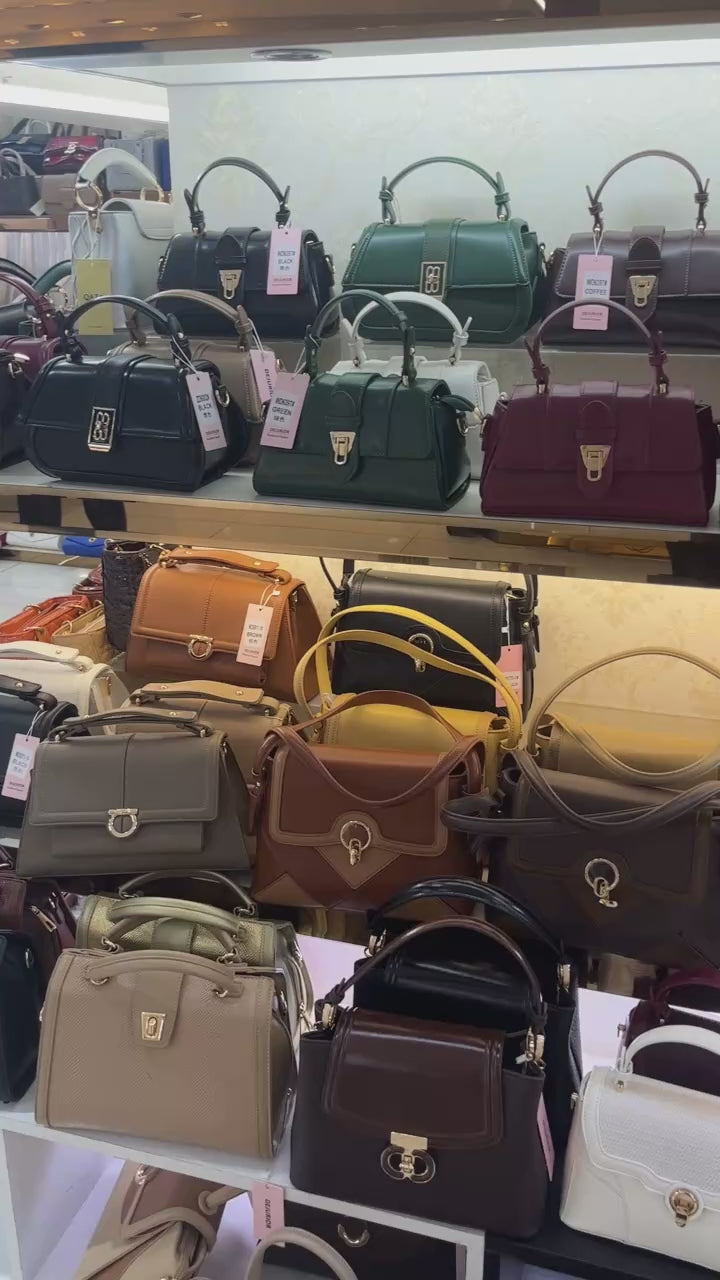 QAZA JD1151-1 Women PU Leather Color Block Tote Shoulder Bag Set
